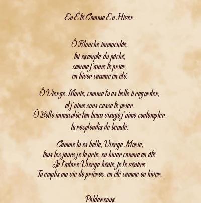 Le poème en image: En Été Comme En Hiver.