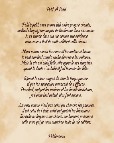 Le poème en image: Petit À Petit.