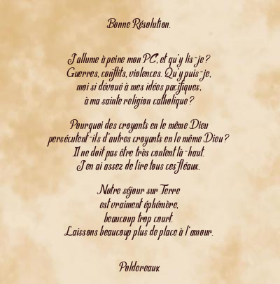 Le poème en image: Bonne Résolution.