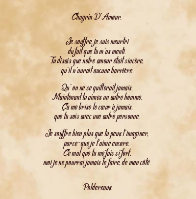 Le poème en image: Chagrin D’amour.