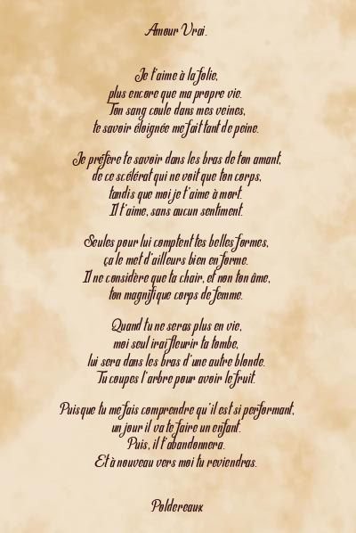 Le poème en image: Amour Vrai.