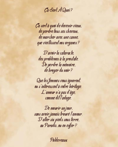Le poème en image: Ça Sert À Quoi ?