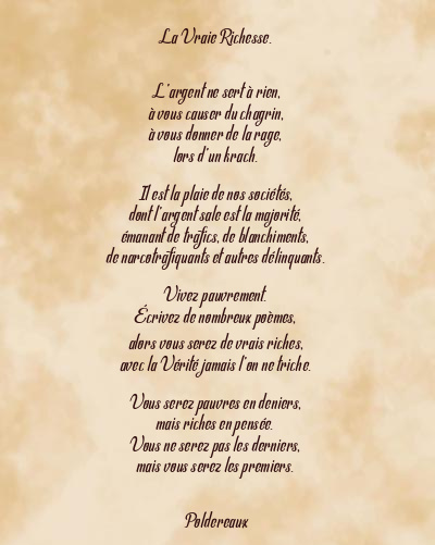 Le poème en image: La Vraie Richesse.