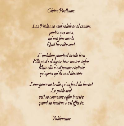 Le poème en image: Gloire Posthume.