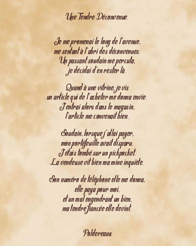 Le poème en image: Une Tendre Déconvenue.