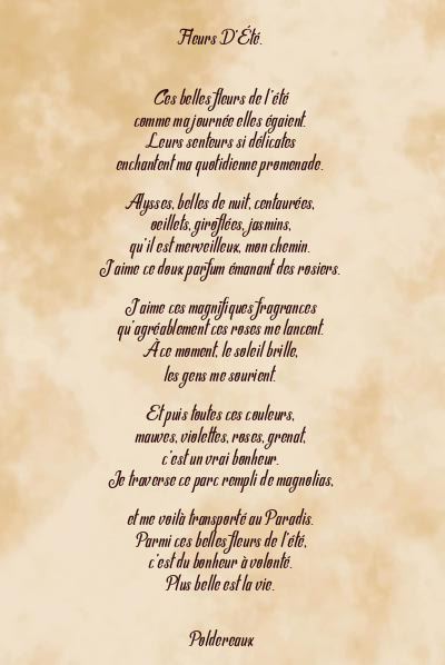 Le poème en image: Fleurs D’été.