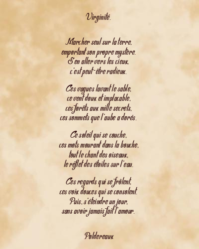 Le poème en image: Virginité.