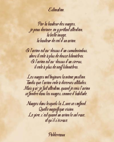 Le poème en image: Estimation.