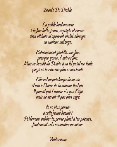 Le poème en image: Beauté Du Diable.