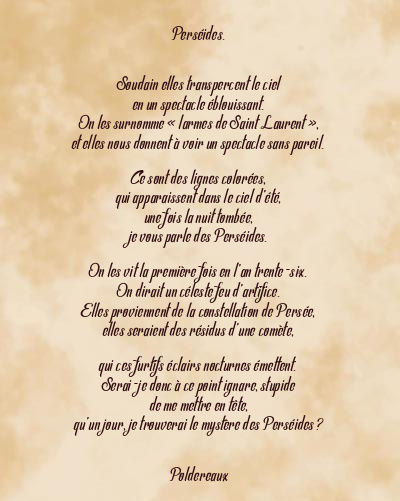 Le poème en image: Perséides.