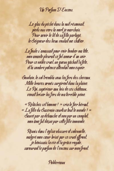 Le poème en image: Un Parfum D’encens.