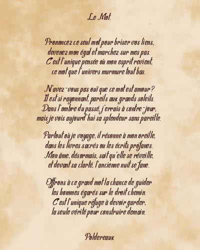 Le poème en image: Le Mot.
