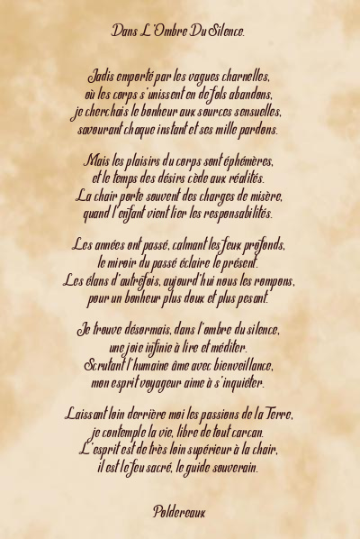 Le poème en image: Dans L’ombre Du Silence.