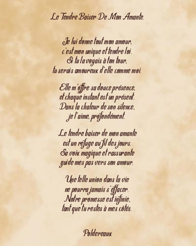 Le poème en image: Le Tendre Baiser De Mon Amante.