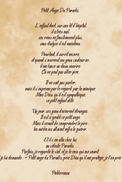 Le poème en image: Petit Ange Du Paradis.