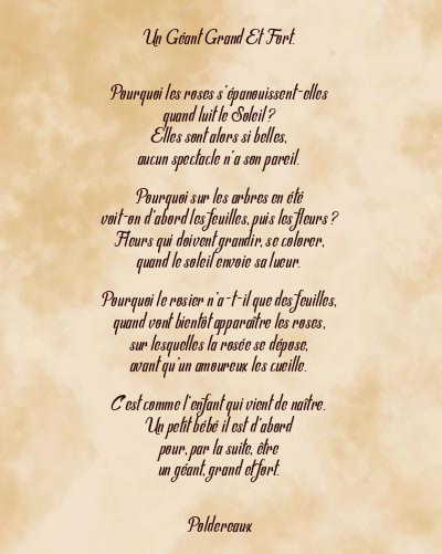 Le poème en image: Un Géant Grand Et Fort.