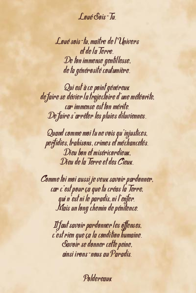 Le poème en image: Loué Sois-Tu.