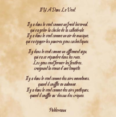 Le poème en image: Il Y A Dans Le Vent.