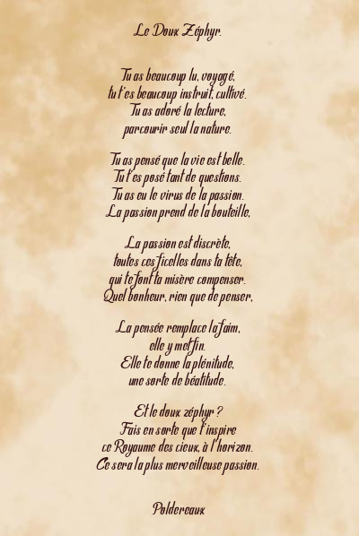 Le poème en image: Le Doux Zéphyr.
