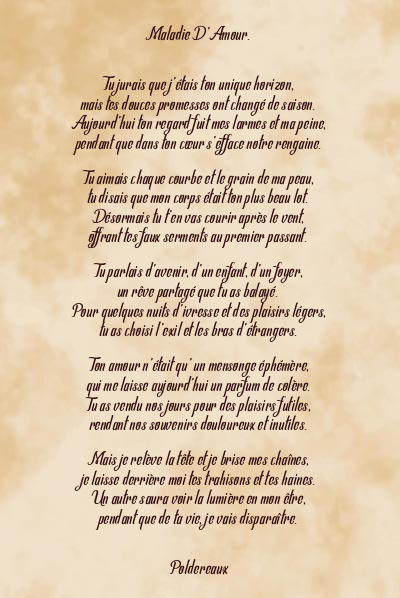 Le poème en image: Maladie D’amour.