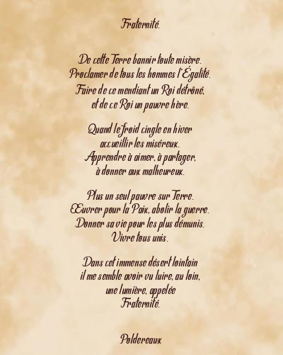 Le poème en image: Fraternité.