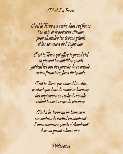 Le poème en image: C’est La Terre.