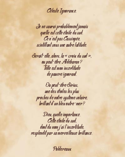 Le poème en image: Céleste Ignorance.