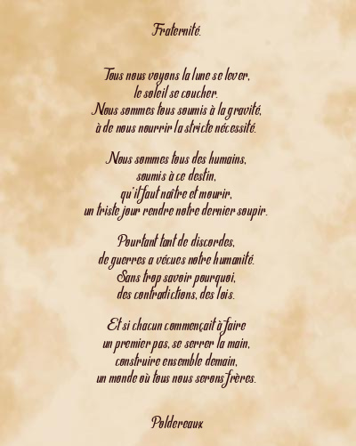 Le poème en image: Fraternité.