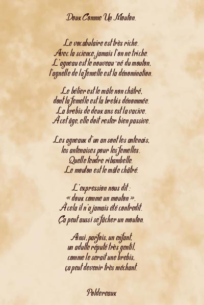 Le poème en image: Doux Comme Un Mouton.