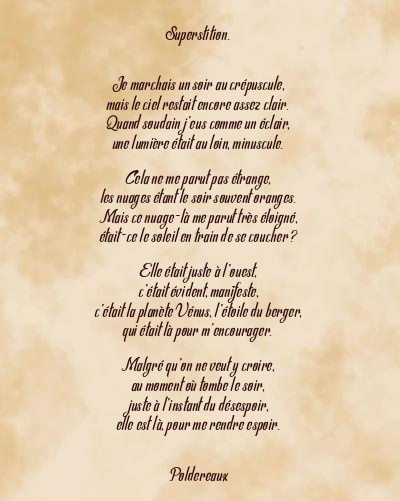Le poème en image: Superstition.