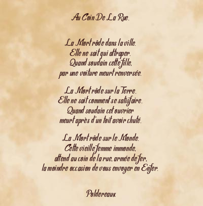 Le poème en image: Au Coin De La Rue.