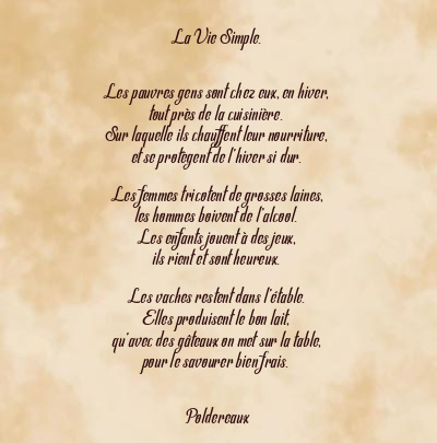 Le poème en image: La Vie Simple.