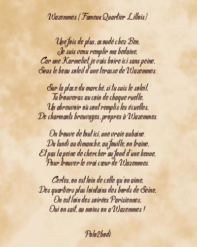 Le poème en image: Wazemmes (Fameux Quartier Lillois)