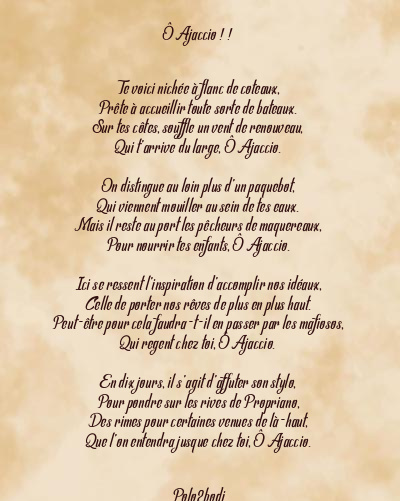 Le poème en image: Ô Ajaccio ! !