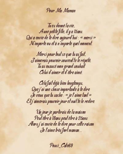 Le poème en image: Pour Ma Maman