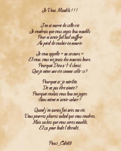 Le poème en image: Je Vous Maudits ! ! !