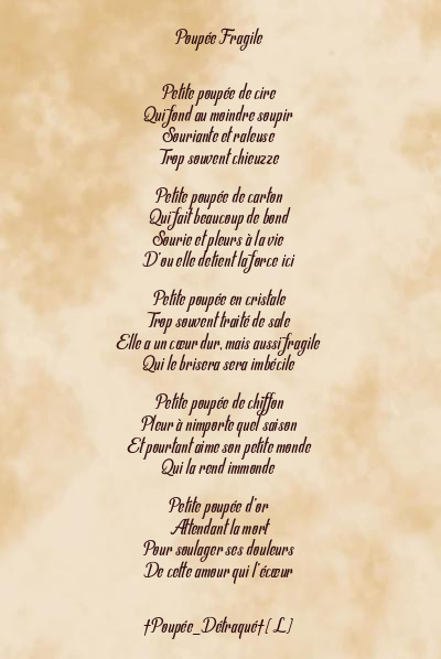 Le poème en image: Poupée Fragile