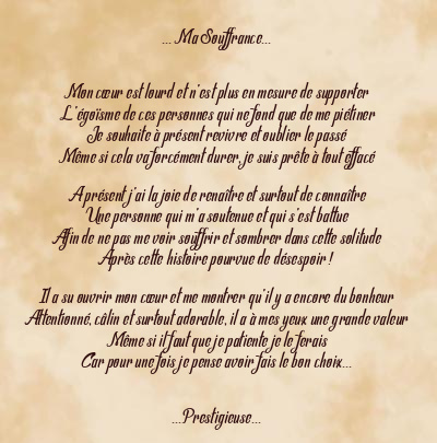 Le poème en image: … Ma Souffrance…