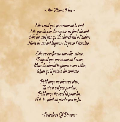 Le poème en image: ~ Ne Pleure Plus ~