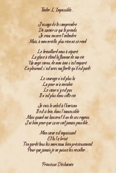 Le poème en image: Tenter L’impossible…