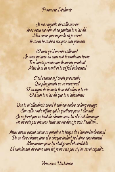 Le poème en image: Promesse Déchirée