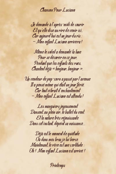Le poème en image: Chanson Pour Luciano