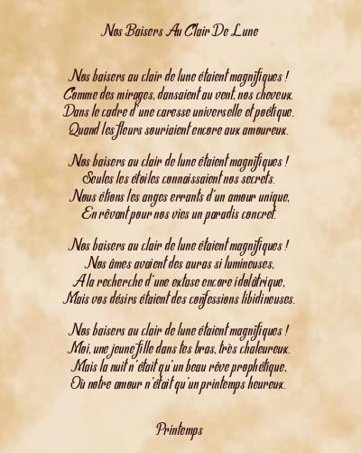 Le poème en image: Nos Baisers Au Clair De Lune