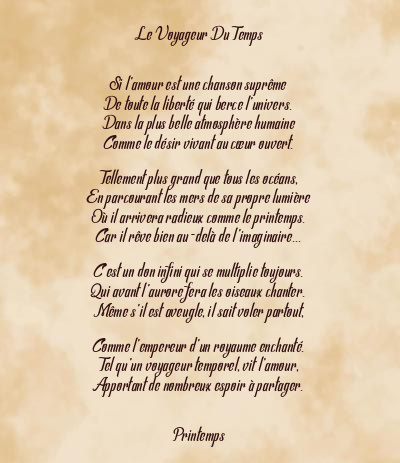 Le poème en image: Le Voyageur Du Temps
