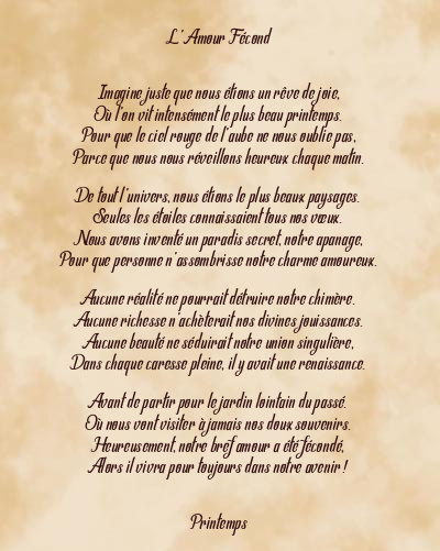Le poème en image: L’amour Fécond