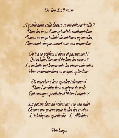 Le poème en image: Où Ira La Poésie ?