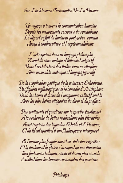 Le poème en image: La Poésie Sur Les Brumes Caressantes De La Passion