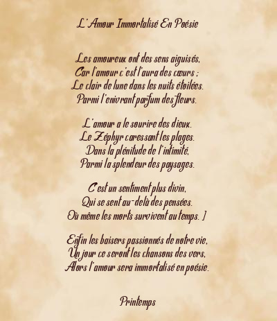 Le poème en image: L’amour Immortalisé En Poésie