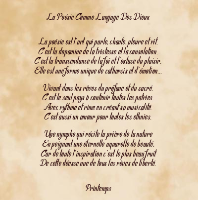 Le poème en image: La Poésie Comme Langage Des Dieux