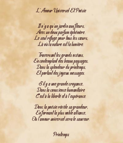 Le poème en image: L’amour Universel Et Poésie